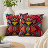 Red Multi Turkish Boho Geometric Cotton Boho Cushion Cover Set – 16x16 Inch Cosymor