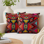 Red Multi Turkish Boho Geometric Cotton Boho Cushion Cover Set – 16x16 Inch Cosymor