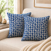 16X16 Inch Indigo Bloom Block-Printed Square Cushion Cover Set