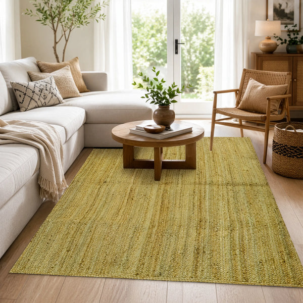 Natural Jute Braided Area Rug 4x6 Ft - Handwoven Jute and Cotton Rug