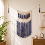 Grand Dyed Macrame Wall Hanging – Blue & Off White