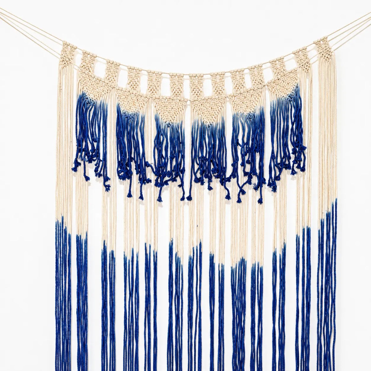 Grand Dyed Macrame Wall Hanging – Blue & Off White