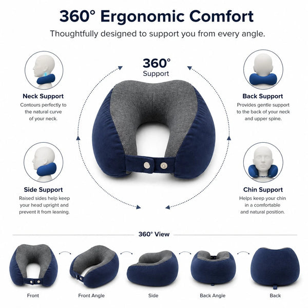 Cosymor purple U-shape travel neck pillow soft velvet cover close-up