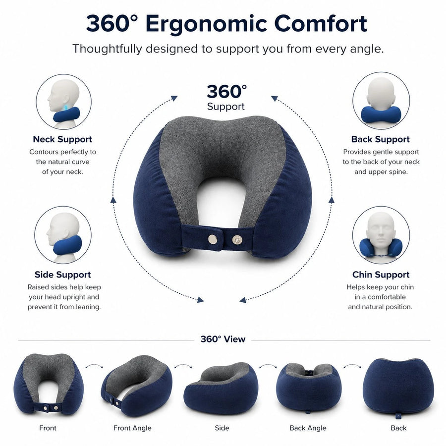 Cosymor purple U-shape travel neck pillow soft velvet cover close-up