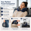 Cosymor purple travel neck pillow in use during flight for neck support