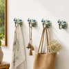 Cosymor Hand-Painted Ceramic Wall Hooks – Set of 4 | Blue & Yellow Colorful Boho Design