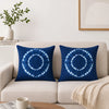 Indigo Shibori Circle Medallion Cotton Cushion Cover Set of 2 – 16x16 Inch