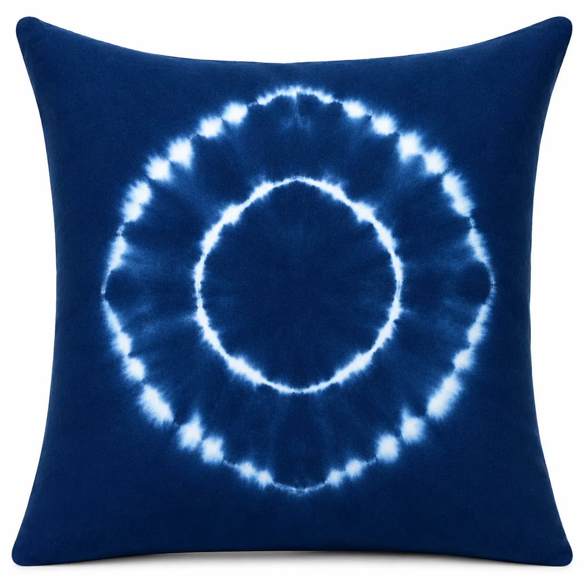 Indigo Shibori Circle Medallion Cotton Cushion Cover Set of 2 – 16x16 Inch