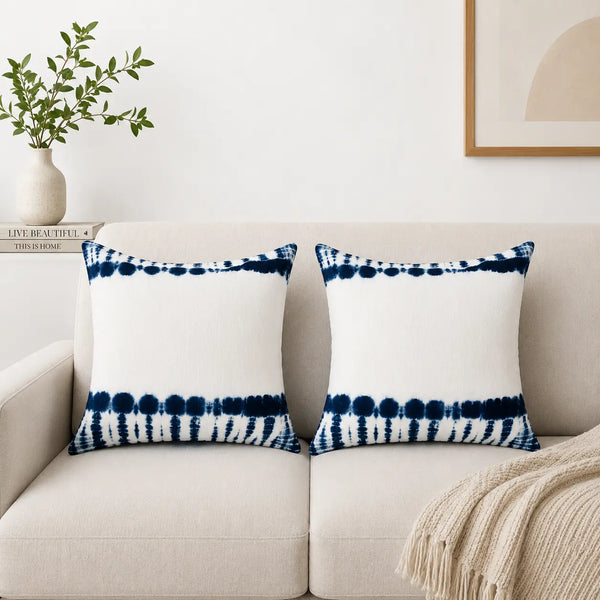 White Tie Dye Decorative Sofa Cushion Cover Set – 16x16 Inch Cosymor