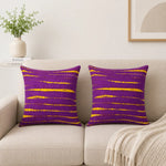 Vivid Purple & Gold Streaks Boho Cushion Cover Set of 2 – 16x16 Inch