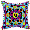Turquoise Blue Medallion Embroidered Cushion Cover Set of 2 - 16X16 Inch Cosymor
