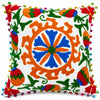 16X16 Inch Ivory Medallion Embroidered Cushion Covers Set for Sofa Living Area Cosymor