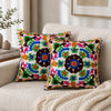 White Medallion Floral Embroidered Cushion Cover Set of 2 - 16X16 Inch