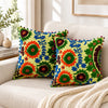 16X16 Inch Yellow Sunflower Embroidered Cushion Covers Set for Sofa Chair Cosymor