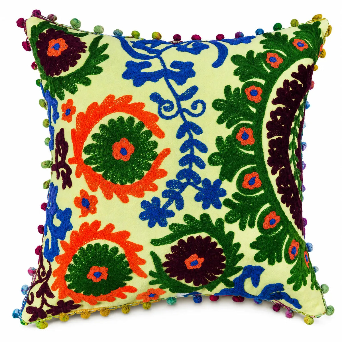 16X16 Inch Yellow Sunflower Embroidered Cushion Covers Set for Sofa Chair Cosymor