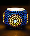 Cosymor Mosaic Ceramic Glass Tealight Candle Holder Set of 4 – Elegant Flower Design for Home Décor, Diwali Christmas Decoration, Dining Table & Living Room | Pack of 4
