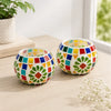 Flower Mosaic Glass Tea Light Candle Holder – Set of 2