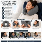 Cosymor grey travel neck pillow in use for comfortable journey support