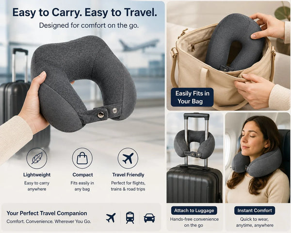 Cosymor grey U-shape neck pillow lightweight easy to carry while travelling