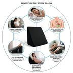 Cosymor wedge pillow in use showing full back and leg support