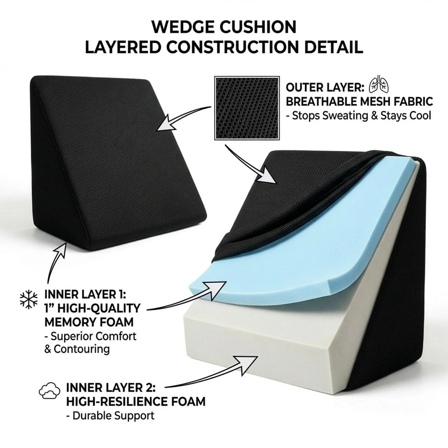 Cosymor wedge cushion side profile showing incline angle
