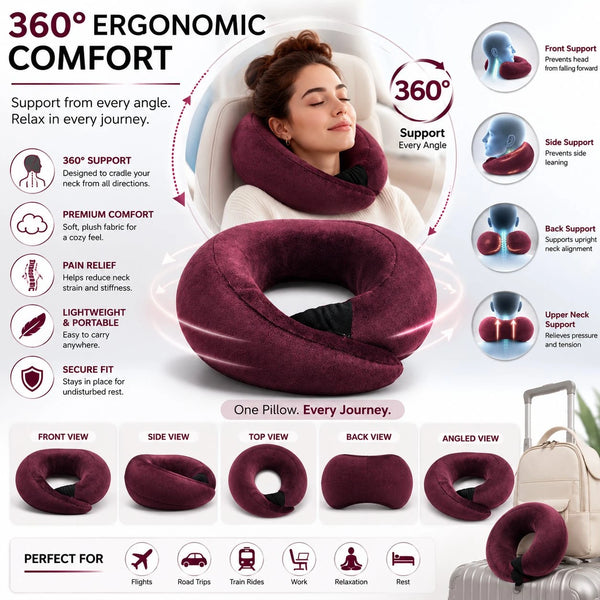 Cosymor wrap travel neck pillow in use worn around neck lifestyle view