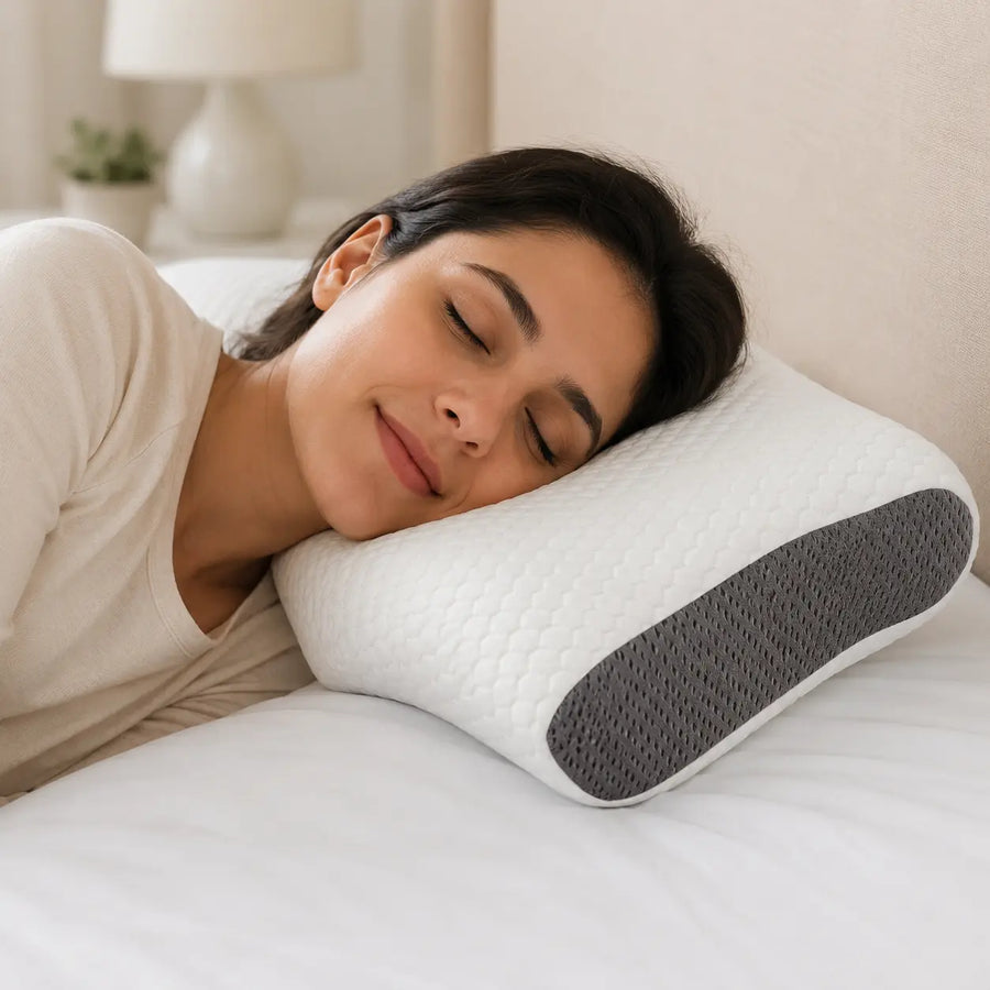 White Grey Cervical Memory Foam Pillow — Wake Up Without Neck Pain