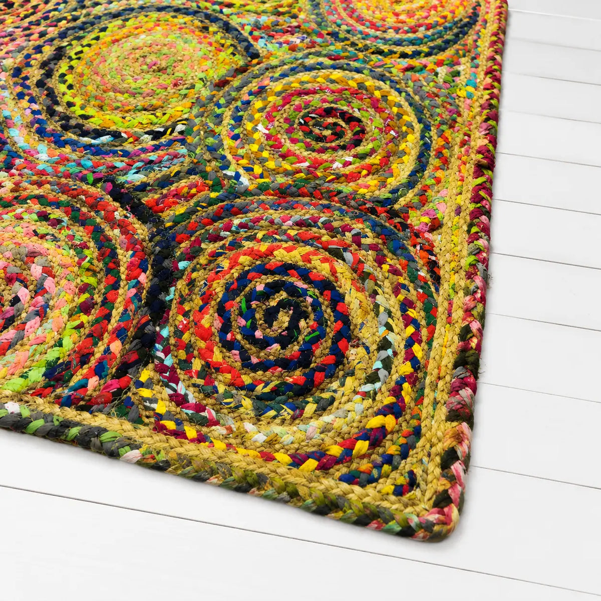 Bohemian Chindi Braided Jute & Cotton Area Rug – Handwoven Boho Rug (4x6 Ft / 48x72 Inch)