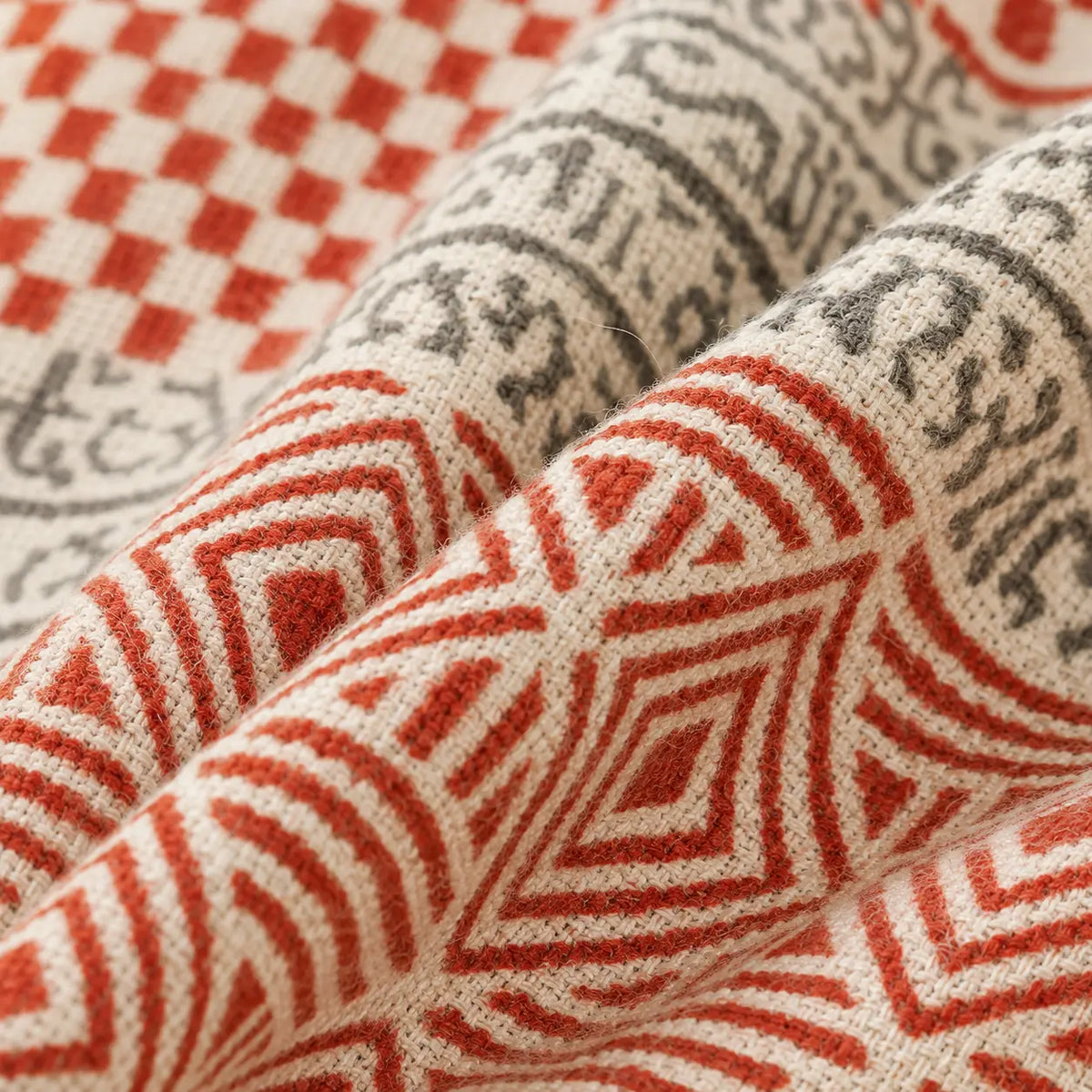 Cosymor Red Black Diamond Print Cotton Throw Blanket – Reversible Boho Sofa & Bed Throw (50x70 Inch)