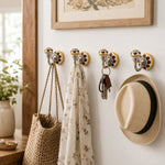 Cosymor Hand-Painted Ceramic Wall Hooks – Set of 4 | Yellow Floral Boho Design