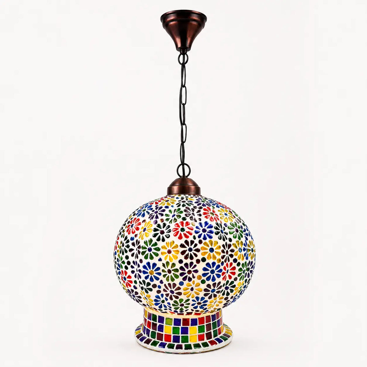 Cosymor Moroccan Mosaic Glass Hanging Lamp – Decorative Boho Pendant Light for Indoor and Outdoor
