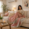 Cosymor Red Black Diamond Print Cotton Throw Blanket – Reversible Boho Sofa & Bed Throw (50x70 Inch)