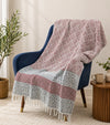 Cosymor Red Black Diamond Print Cotton Throw Blanket – Reversible Boho Sofa & Bed Throw (50x70 Inch)
