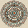 Beige Multi Mandala Cotton Area Rug – Flatweave Boho Floor Rug (3x5 Ft / 36x60 Inch)